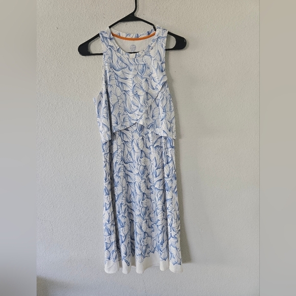 Tory Burch Dress Women XS Kaley White Blue Ellora Layered Floral Sleeveless - Picture 5 of 9